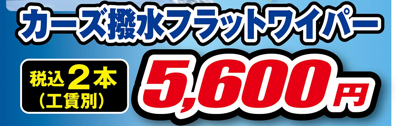 カーズ撥水フラットワイパー 税込2本（工賃別）5,600円